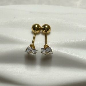 Gold and Silver Crystal Stud Earrings